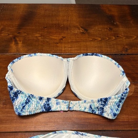 Victoria’s Secret Blue Tie-Dye Strapless Bikini Set Size Medium Underwire 34C - Picture 4 of 6